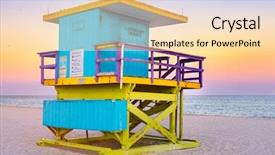  Presentation with south beach - Amazing PPT layouts having famous lifeguard tower at south backdrop and a lemonade colored foreground
