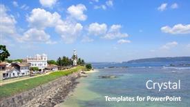  Presentation with sri lanka - Presentation theme enhanced with famous-lighthouse-and-palm-trees background and a seafoam green colored foreground