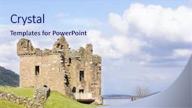  Presentation with scotland - PPT theme having famous loch ness monster background and a sky blue colored foreground