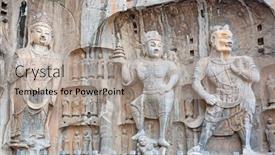  Presentation with buddha - Slide deck enhanced with famous-longmen-grottoes-statues background and a light gray colored foreground
