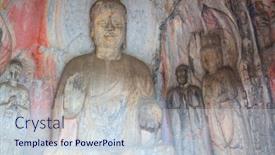  Presentation with clipart buddha - PPT theme enhanced with famous-longmen-grottoes-statues background and a lemonade colored foreground