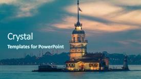  Presentation with hagia sophia - Beautiful PPT theme featuring blue mosque and hagia sophia backdrop and a ocean colored foreground