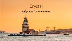  Presentation with istanbul - Amazing slide set having famous-maiden-tower-at-sunset backdrop and a yellow colored foreground