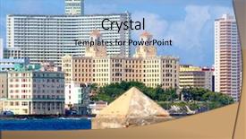  Presentation with skyline - Slide set featuring famous malecon seawall in cuba background and a light blue colored foreground