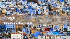  Presentation with city - Beautiful presentation featuring famous medina blue city chefchaouen backdrop and a coral colored foreground