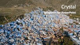  Presentation with city of chicago aerial view - Colorful presentation enhanced with famous medina blue old city backdrop and a tawny brown colored foreground