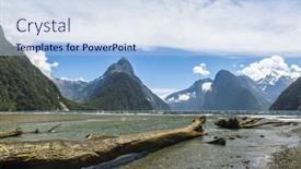  Presentation with fiord - Presentation theme featuring famous-milford-sound-fiord background and a sky blue colored foreground