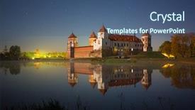  Presentation with castle - Theme featuring famous mir castle belarus background and a ocean colored foreground