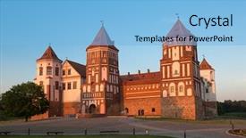  Presentation with castle - Beautiful slides featuring famous mir castle belarus backdrop and a light blue colored foreground