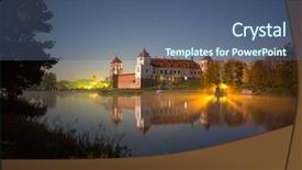  Presentation with castle - Slides featuring famous mir castle belarus background and a ocean colored foreground