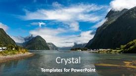  Presentation with fiord - Cool new PPT theme with famous-mitre-peak-rising backdrop and a dark gray colored foreground