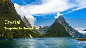  Presentation with fiord - Theme enhanced with famous-mitre-peak-rising background and a tawny brown colored foreground