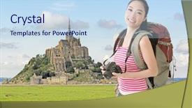  Presentation with asian - Beautiful PPT theme featuring famous mont saint-michel france backdrop and a  colored foreground