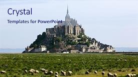  Presentation with france - Cool new slides with famous mont-st-michel in france seen from the south herd of sheep in foreground backdrop and a sky blue colored foreground