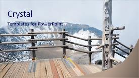  Presentation with korea - Colorful presentation enhanced with famous mountaineers - hallasan mountain volcanic crater backdrop and a sky blue colored foreground