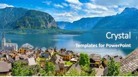  Presentation with panorama old tbilisi - PPT layouts having famous mountaineers - hallstatt old town panoramic view background and a teal colored foreground