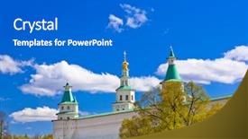  Presentation with new joinee announcem ent - Beautiful presentation theme featuring famous new jerusalem monastery - istra backdrop and a  colored foreground