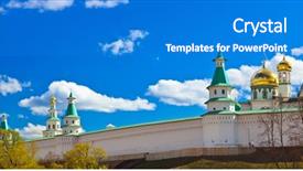  Presentation with new joining - Slide set featuring famous new jerusalem monastery - istra background and a cobalt blue colored foreground