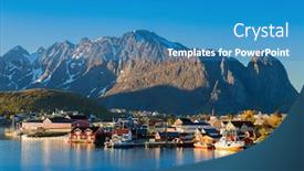  Presentation with summer sun - Presentation enhanced with famous-norwegian-reine-the-fishing background and a teal colored foreground