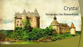  Presentation with castle - Theme consisting of famous paintings - chateau de val - castle background and a soft green colored foreground