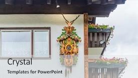  Presentation with autumn view autumn nature - Beautiful slides featuring famous paintings - frament of building and nature backdrop and a light gray colored foreground