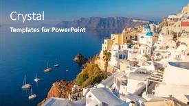  Presentation with greece blue - Presentation enhanced with famous-panoramic-view-of-santorini background and a teal colored foreground