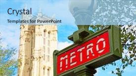  Presentation with metro train - Slide deck consisting of famous paris underground sign background and a  colored foreground