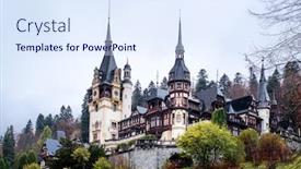  Presentation with castle - Amazing presentation theme having famous-peles-castle-in-romania backdrop and a sky blue colored foreground