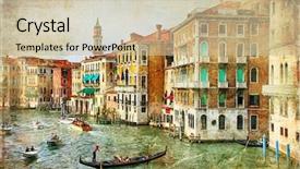  Presentation with canals - PPT theme enhanced with famous people - beautiful romantic canals of venice background and a soft green colored foreground