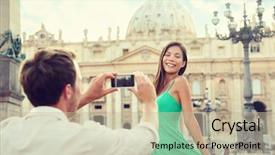  Presentation with rome italy - PPT theme consisting of famous people - couple taking smartphone picture background and a mint green colored foreground