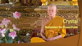  Presentation with chiang mai - Presentation enhanced with famous people - fake wax monk sculpture background and a tawny brown colored foreground