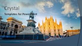  Presentation with sunset - PPT theme enhanced with famous-piazza-del-duomo background and a light blue colored foreground