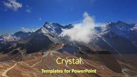  Presentation with snow mountain - Presentation theme consisting of famous picturesque views of the road in austrian alps - grossglocknershtrasse ideal highway built high in the mountains the highest mountain peaks covered with fresh snow background and a tawny brown colored foreground