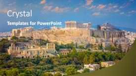  Presentation with time travel - PPT theme with famous-place-the-acropolis background and a teal colored foreground