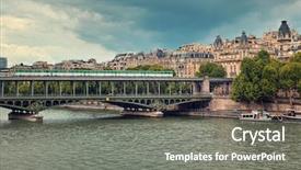  Presentation with train bridge - Cool new PPT theme with famous pont de bir backdrop and a gray colored foreground