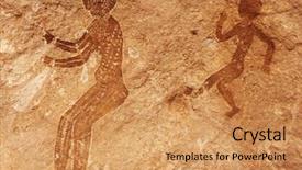  Presentation with prehistoric - PPT theme consisting of famous prehistoric rock paintings background and a coral colored foreground