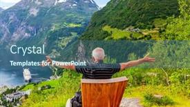  Presentation with queen - Presentation theme consisting of famous-queen-sonny-chair-elderly background and a ocean colored foreground