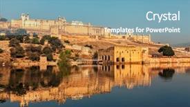  Presentation with india fort - Presentation design having famous rajasthan indian landmark - amer background and a teal colored foreground