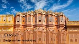  Presentation with rajasthan - Slides featuring tourist landmark - hawa mahal palace background and a red colored foreground