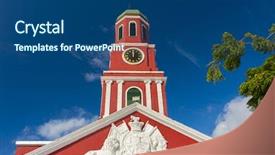  Presentation with tower - Colorful presentation design enhanced with famous red clock tower backdrop and a ocean colored foreground