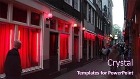  Presentation with amsterdam - Theme having famous-red-lights-district background and a wine colored foreground