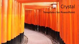  Presentation with kyoto - Beautiful PPT theme featuring famous red torii gates backdrop and a red colored foreground