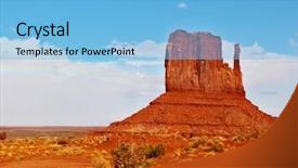  Presentation with magical - Presentation design featuring famous rock - mitts of red sandstone magical landscape monument valley in arizona background and a light blue colored foreground