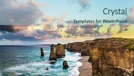 Presentation with tourism australia - Colorful presentation design enhanced with early morning on the ocean shore pink dawn clouds over the famous rocks twelve apostles travel to australia the concept of active ecological and photo tourism backdrop and a tawny brown colored foreground