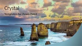  Presentation with tourism australia - Beautiful presentation theme featuring famous rocks twelve apostle backdrop and a coral colored foreground