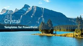  Presentation with pine trees - PPT theme with famous-rocky-mountains-two-jack background and a ocean colored foreground