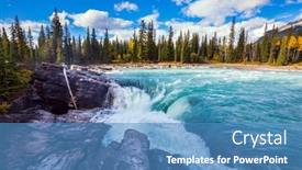  Presentation with falls - Colorful presentation design enhanced with famous-rugged-athabasca-falls-jasper backdrop and a teal colored foreground