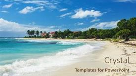  Presentation with caribbean - Slide deck consisting of famous-sandy-raisins-clairs-beach background and a soft green colored foreground