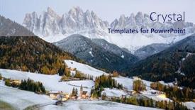  Presentation with autumn - Presentation theme consisting of famous-santa-magdalena-mountain-village background and a light blue colored foreground