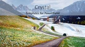  Presentation with mountain - Presentation theme with famous-santa-magdalena-mountain-village background and a light blue colored foreground